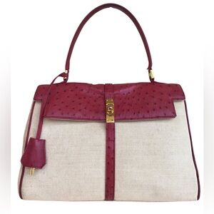 Helene Arpels Vintage Ostrich Satchel Handbag Made In Italy